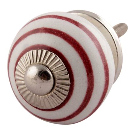 Cherry Striped Small Ceramic Cabinet Knobs